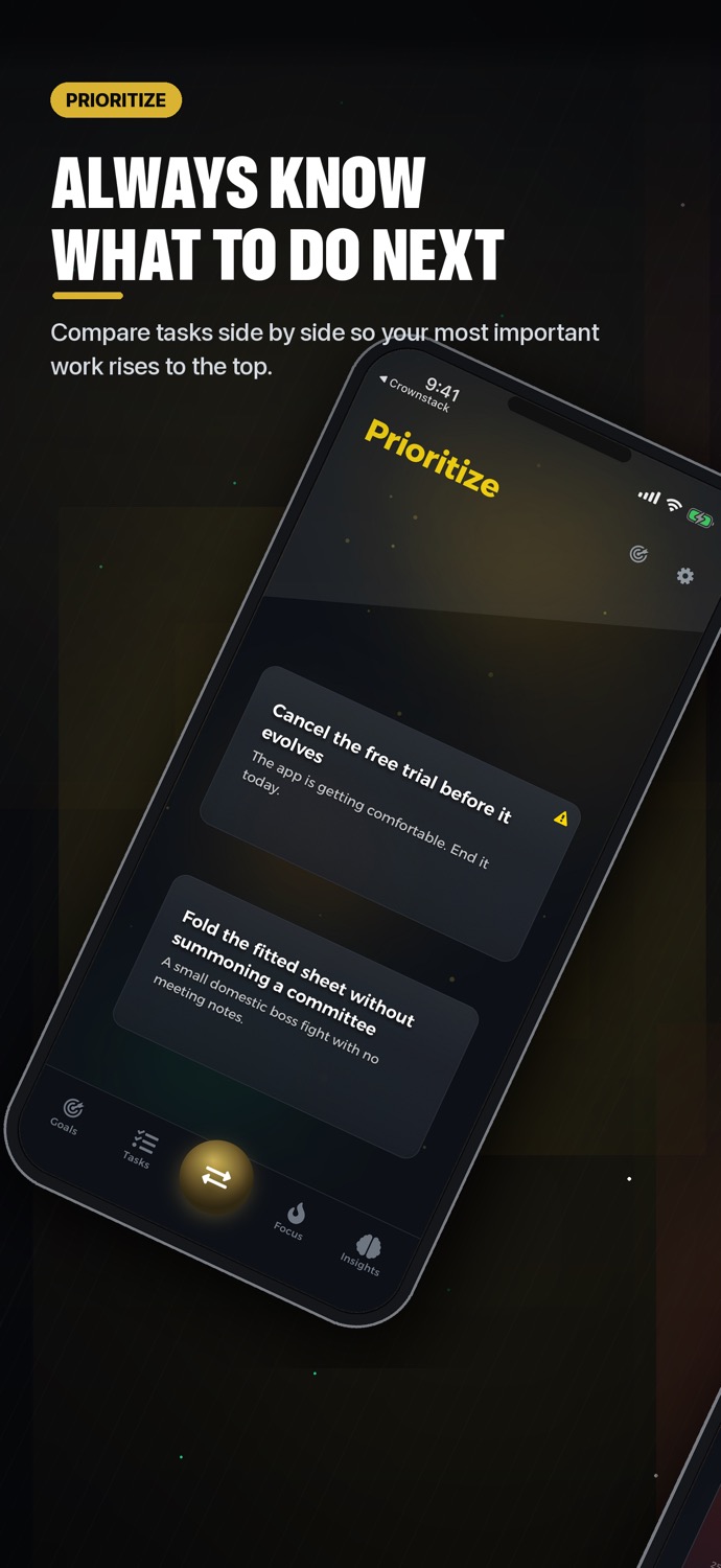 Darwin Prioritize screen showing two task cards